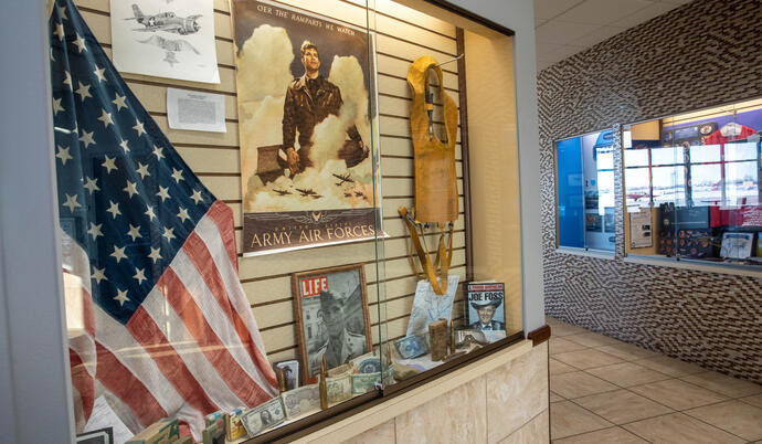 Glass window cases with air center decor